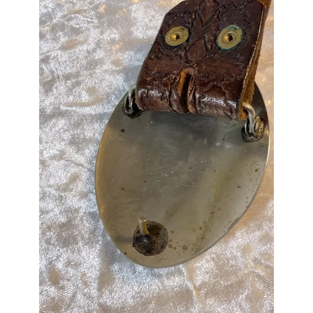 Vintage Bighorn Ram Turquoise Inlay Belt Buckle Tooled Leather Belt 43